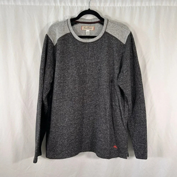 Tommy Bahama Sweater Men's XL Solid Grey Crew Neck Long Sleeve Cotton Pullover - Picture 1 of 9